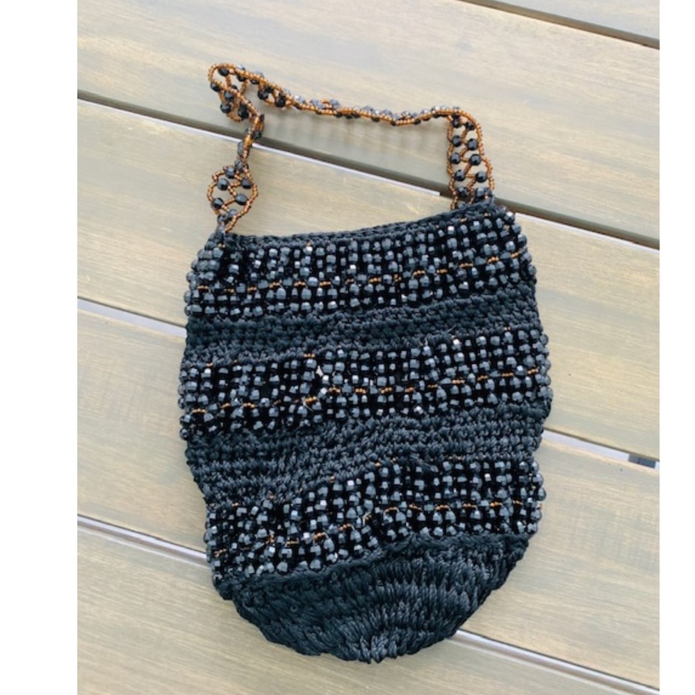 Black Crochet / Bead Wristlet
